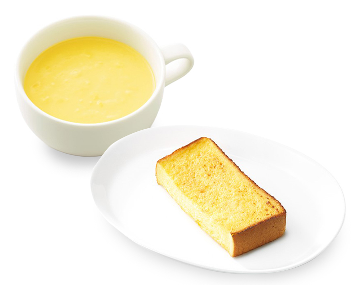 【期間限定】バターなんていらないかも、と思わず声に出したくなるほど濃厚な食パンで作ったフレンチトースト スープセット