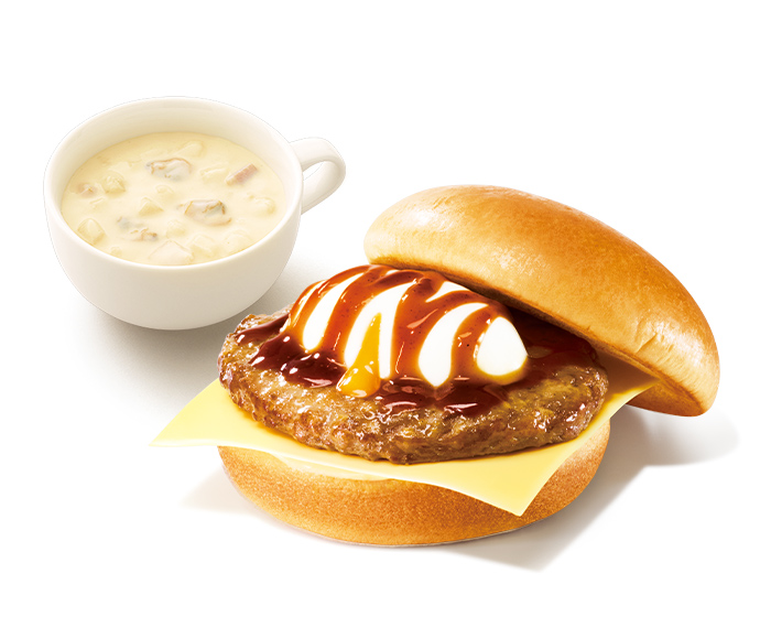 朝のとろったまチーズバーガー 〜テリヤキソース〜 ＋70円ドリンクセット（スープ・シェイク等）