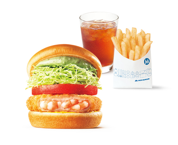 【平日・期間限定】昼割セット バジルマヨの海老カツバーガー 〜国産バジル〜（＋70円ドリンク（スープ・シェイク等））＜10時半から15時まで販売＞