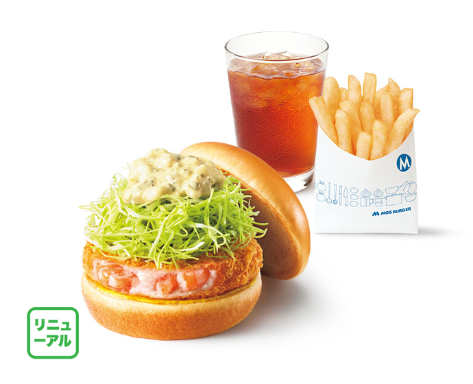 【平日限定】昼割セット 海老カツバーガー(＋70円ドリンク（スープ・シェイク等）)＜10時半から15時まで販売＞