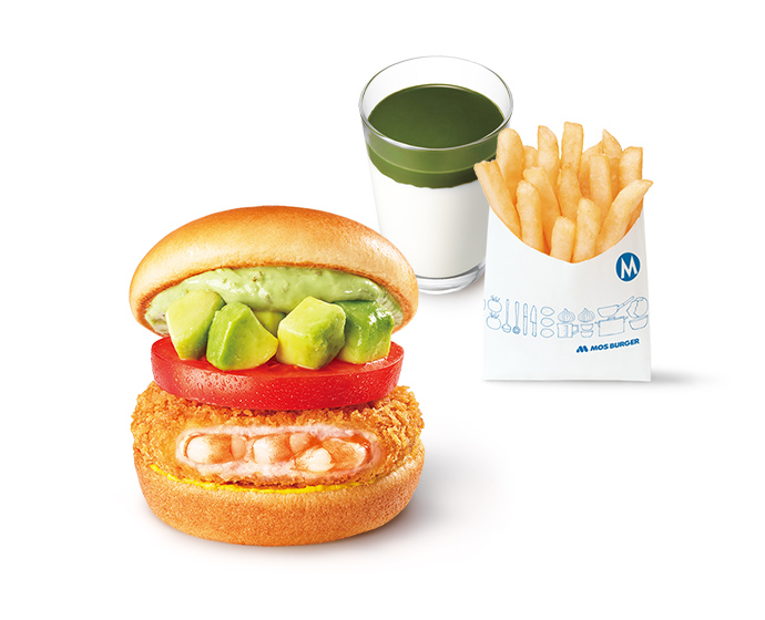 【平日・期間限定】昼割セット アボカド海老カツバーガー 〜国産バジルマヨ〜（＋140円ドリンク）＜10時半から15時まで販売＞